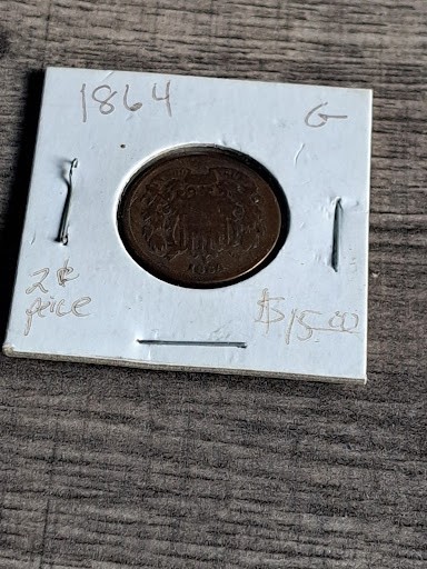 1864 Two Cent Piece - Circulated Details - Type Coin - First Year - 2C