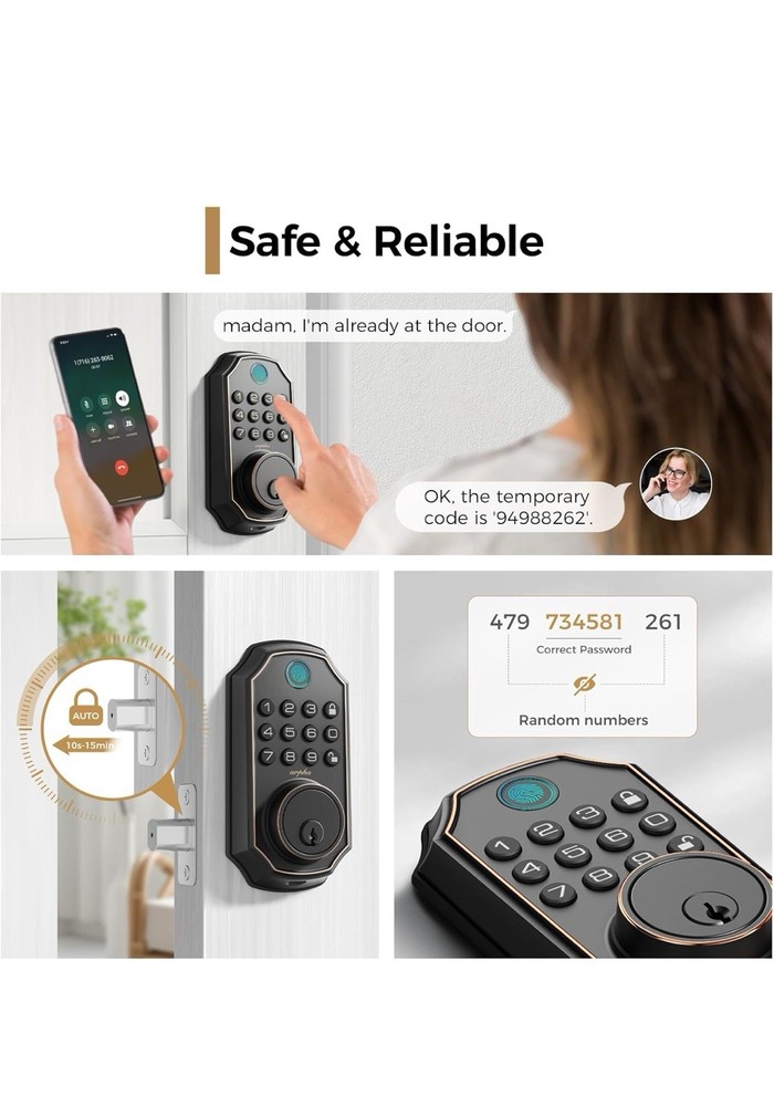 ARPHA Fingerprint Smart Door Lock Bluetooth Keyless Entry Deadbolt APP Control