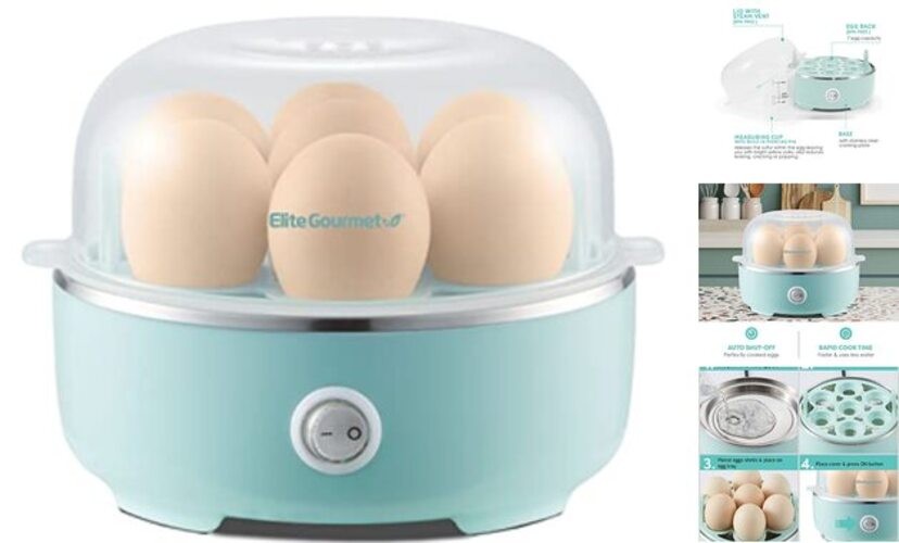 EGC115M Easy Egg Cooker Electric 7-Egg Capacity, Soft, 7 Egg Retro Mint