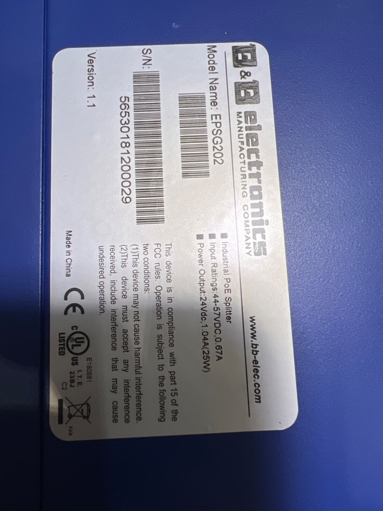 B&B electronics EPSG202 - GIGABIT POE SPLITTER