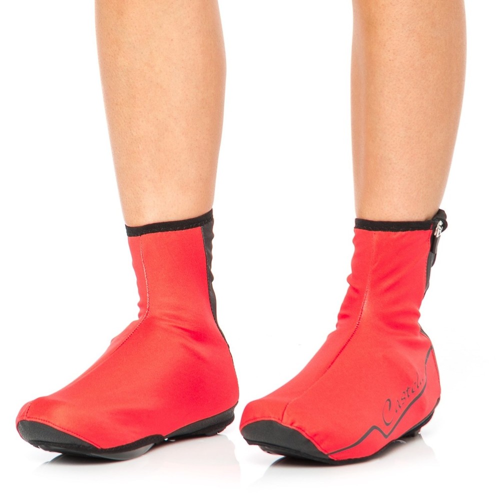 Castelli Troppo Cycling Shoe Covers Red Black Reflective Size M