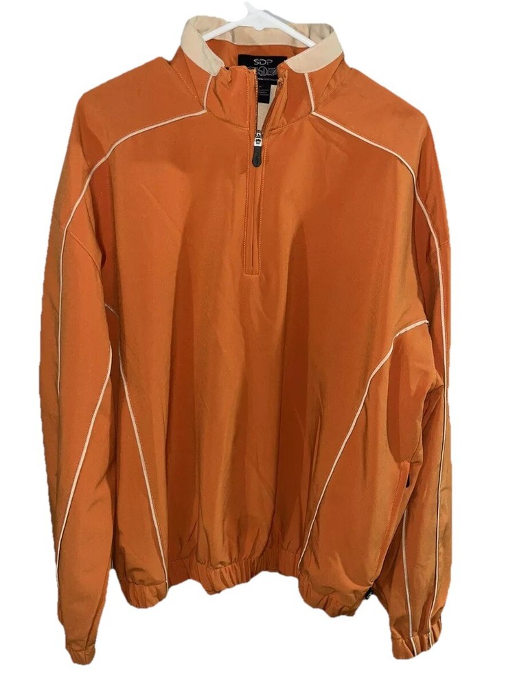 Straight Down Performance 1/4 Zip Golf Pullover Jacket Burnt Orange Mens M