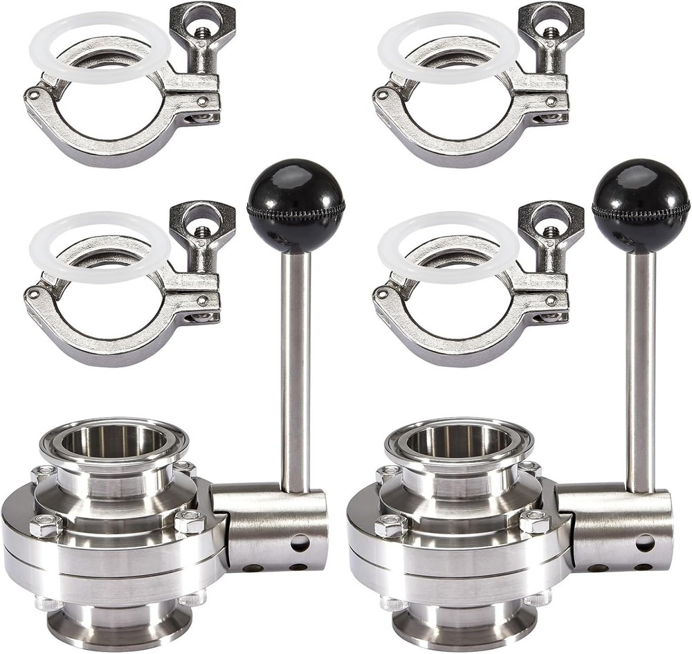 2 Pack 2 Inch Tri Clamp Sanitary Butterfly Valve with Pull Handle Stainless Stee