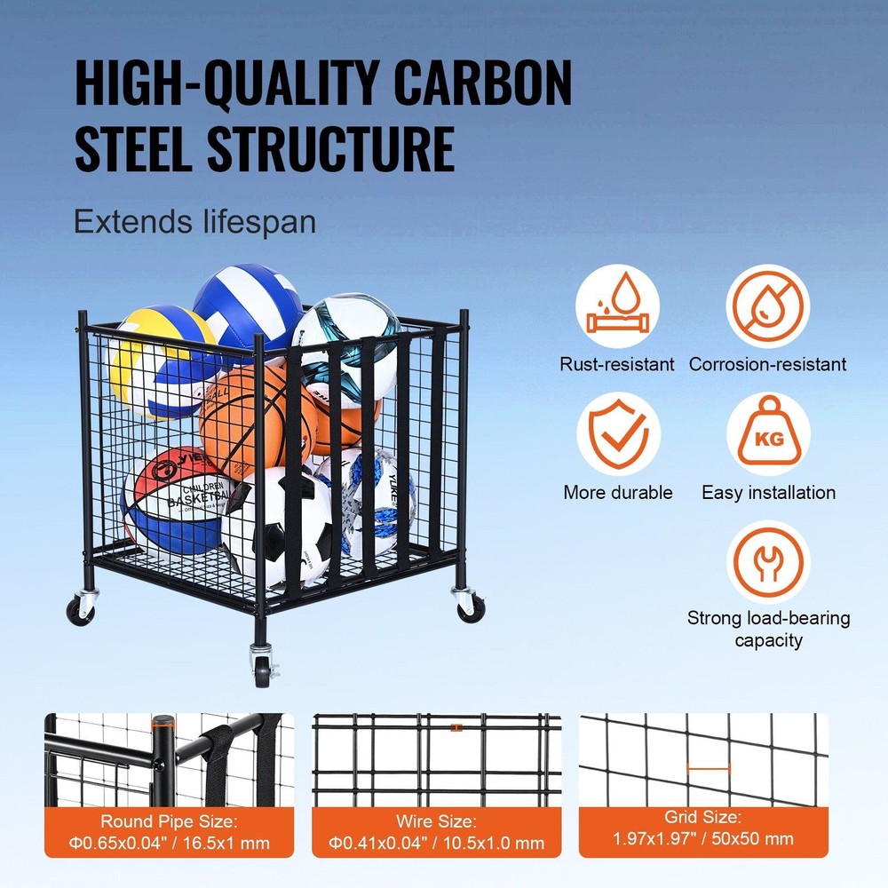 Ergonomic Ball Storage Cart with Balanced Load Distribution