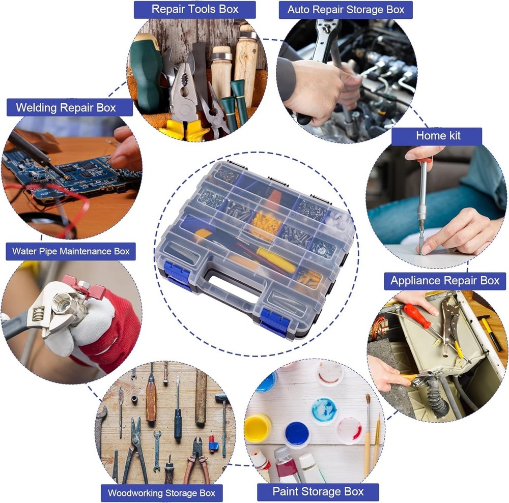 Blue Hardware Organizer with Removable Dividers