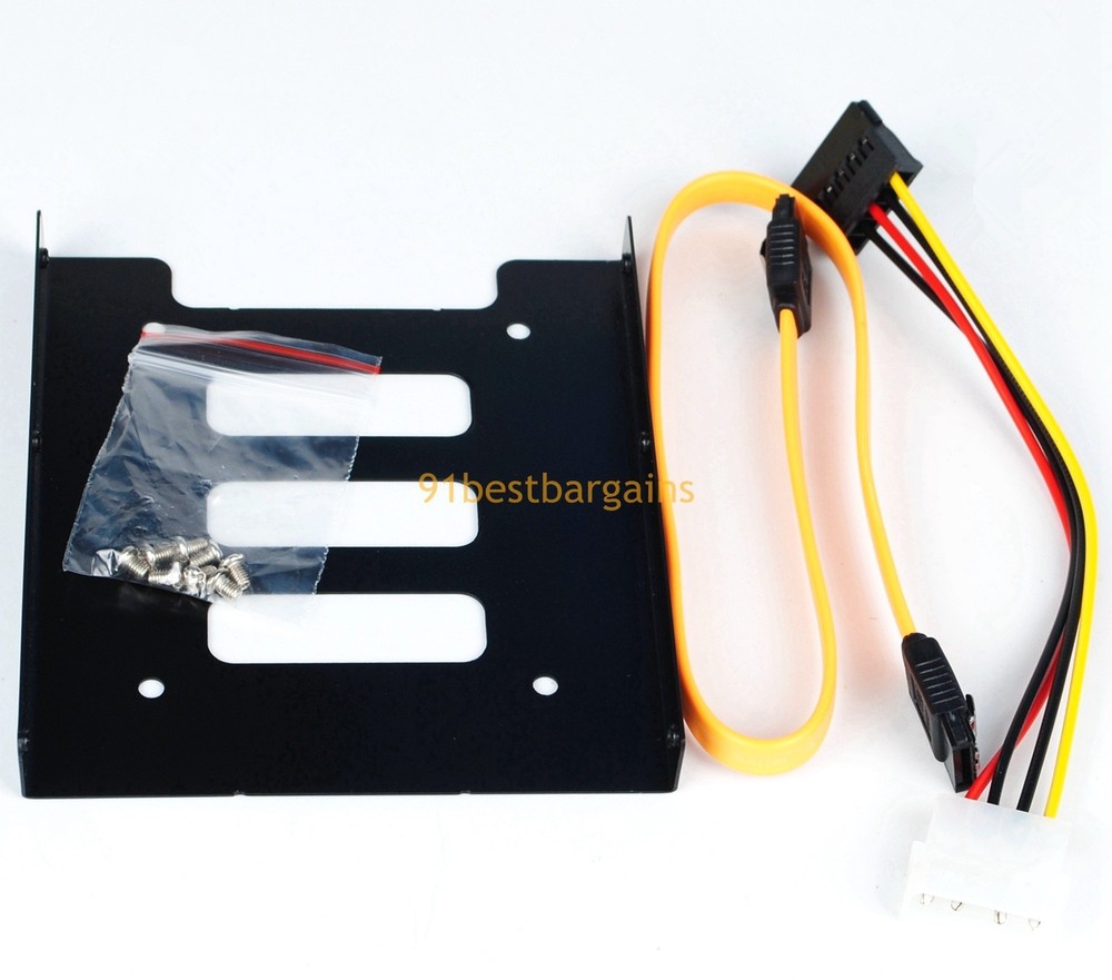 2PCS 2.5" SSD HDD to 3.5" Mounting Adapter Bracket Tray Dock Tray+Cable for PC