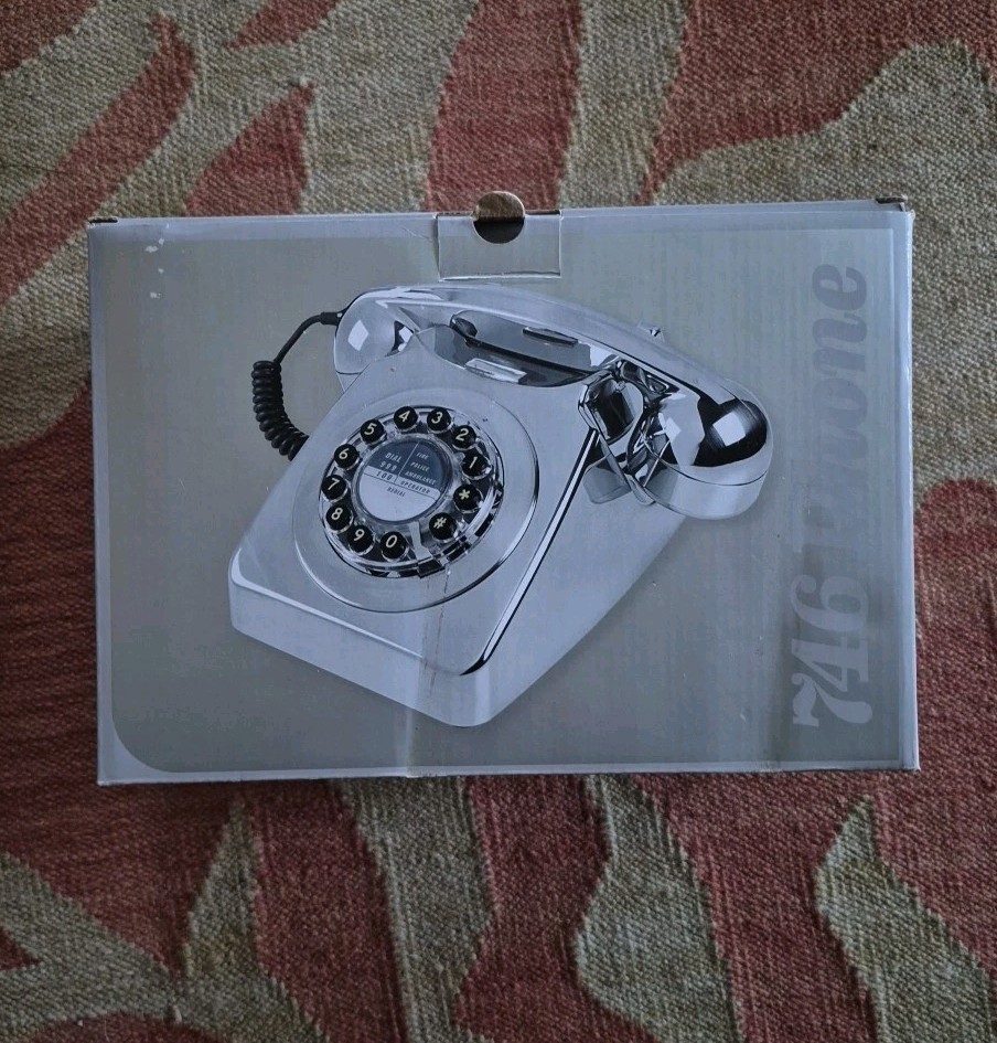 Brushed Chrome 60s Rotary Design Push Button Phone 746
