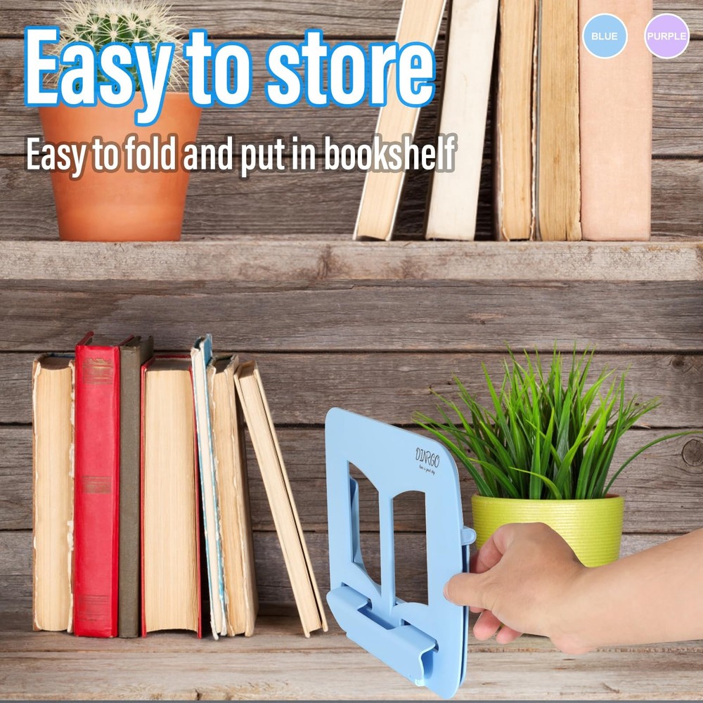 Book Stand - Adjustable & Portable Document Holder for Kitchen Reading Desk S...