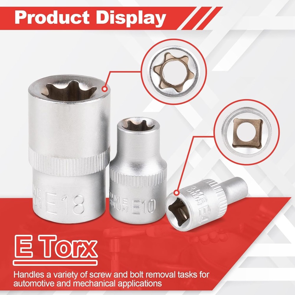 🔧14PCS Torx Star Bit Female E Socket Set Automotive Shop Tools External E4-E24