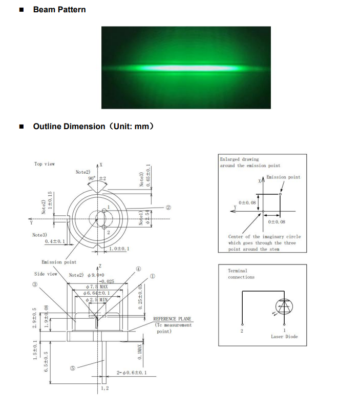 1PCS 520nm 1000mW Green Multimode Laser Diode