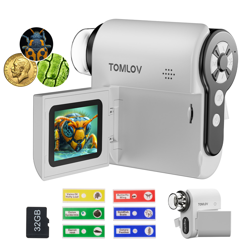 TOMLOV Digital Microscope 100X-1000X Magnification HD USB Coin Microscope Camera