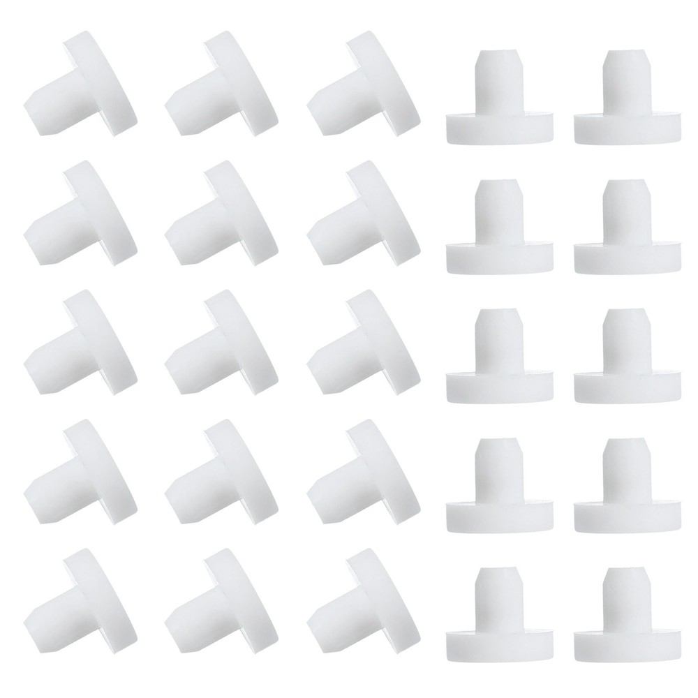 25 Pcs t Shaped Solid Silicone Stopper, Dia 6.5 Mm/0.26" Rubber Plugs, White