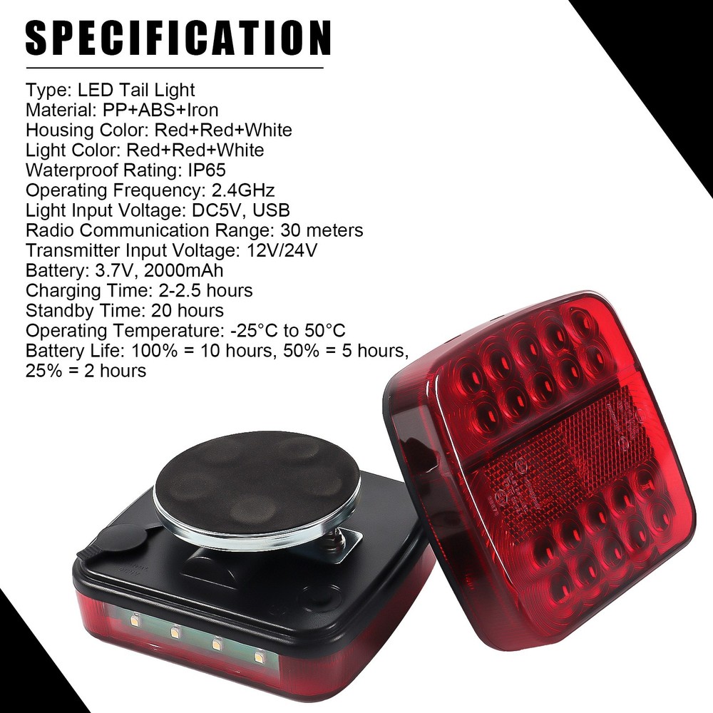 Wireless Magnetic Trailer Lights – Rechargeable LED TailLight Kit For Trailer