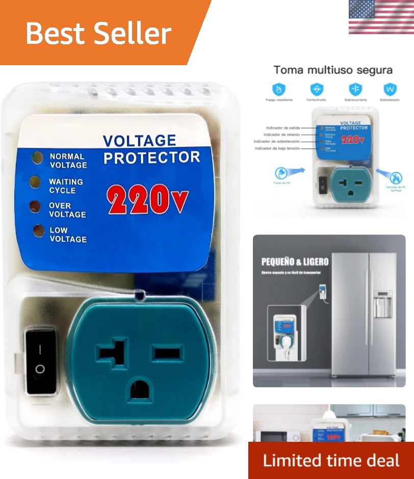 LED Indicated 220V Surge Protector with Adjustable Voltage Regulation - 1 Pack