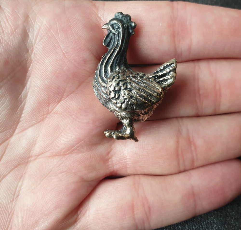 Vintage Solid Silver Italian made miniature Chicken Large