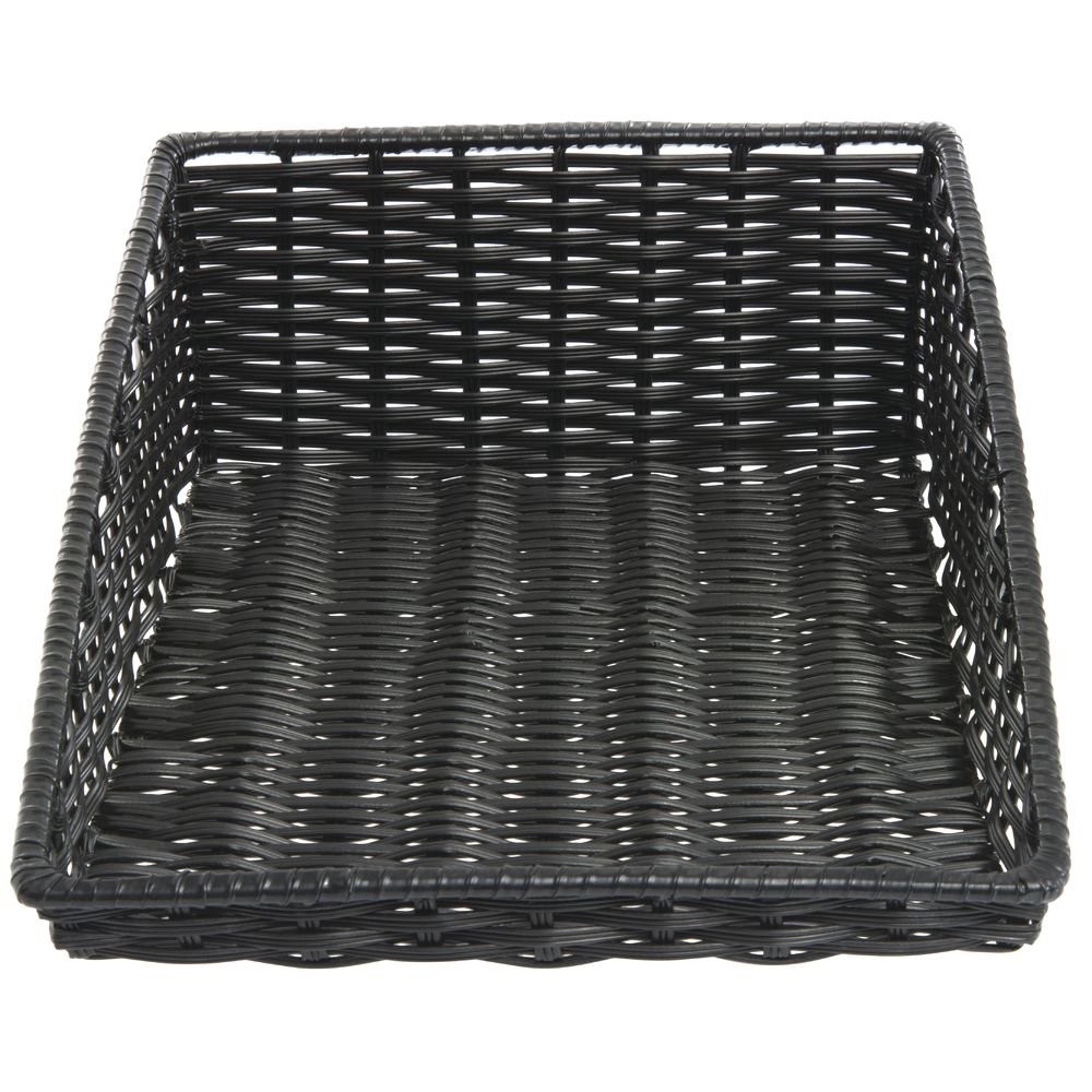 HUBERT Wicker Look Tapered Storage Basket, Rectangular Black- 15 1/2"L x 24"D x