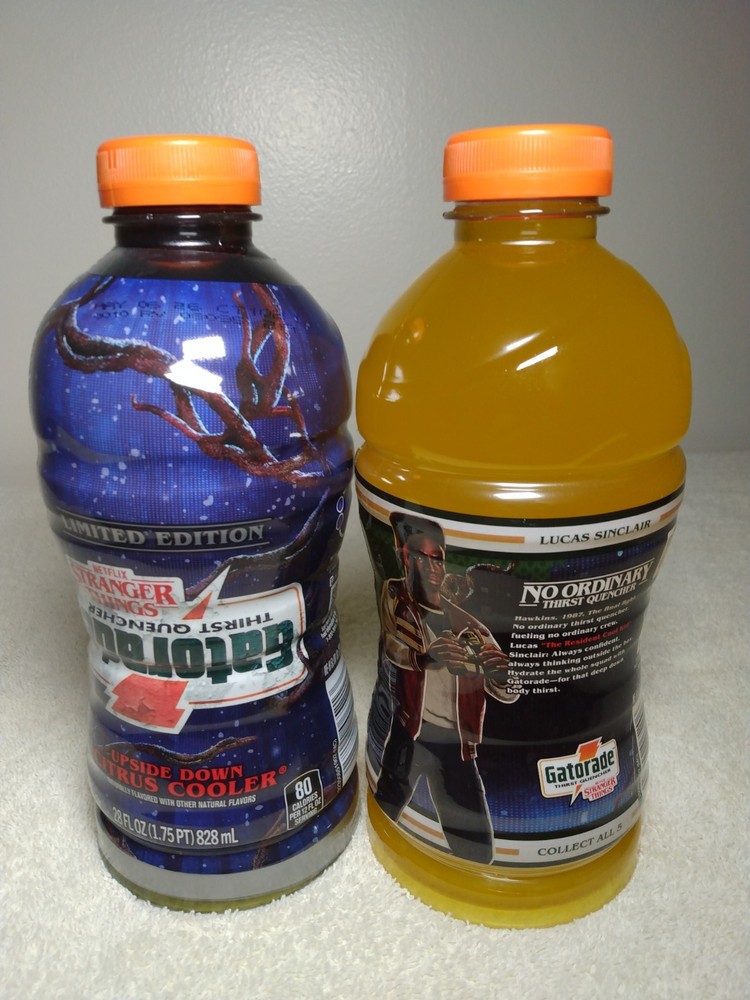 2 Gatorade Upside Down Citrus Cooler 28oz Bottle Stranger Things Lucas Sinclair