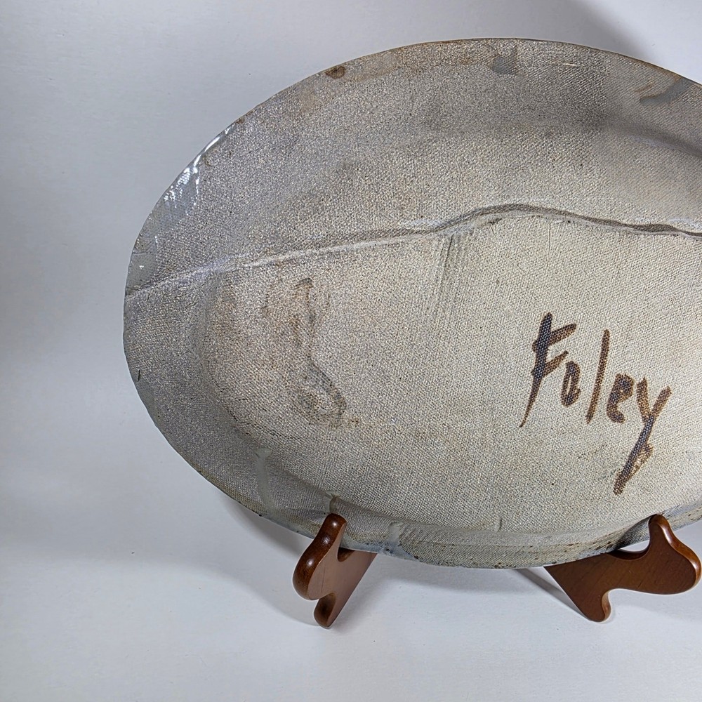Signed Foley Studio Pottery Oval Platter 13.5" Handcrafted Stoneware