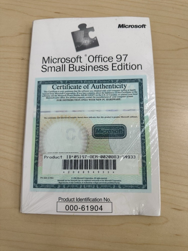 New Microsoft Office 97 Small Business Edition CD & Manual