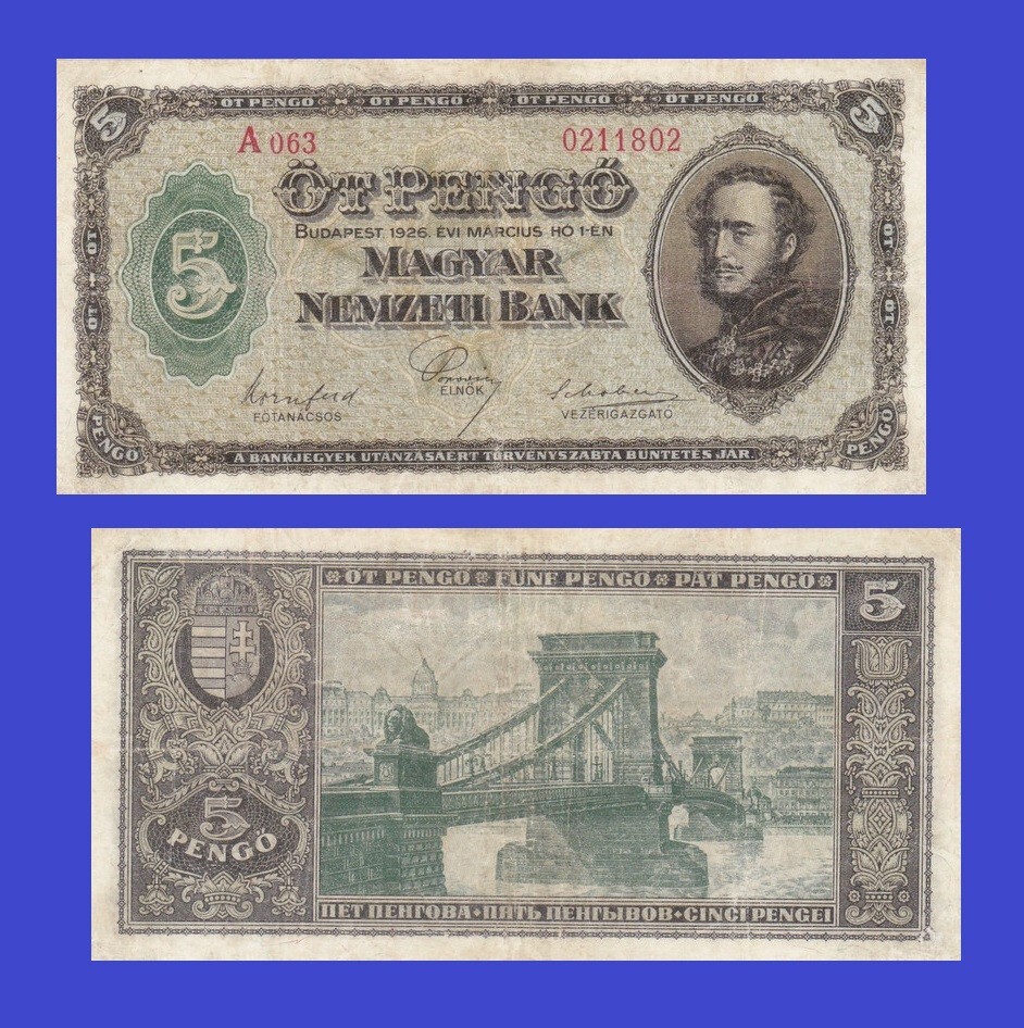 Hungary 5 Pengo 1926 F +*  Copy