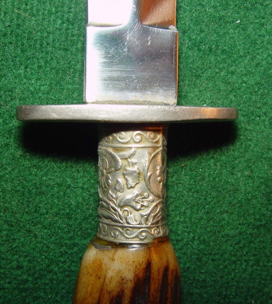 Vintage Possible German WWII Stag Handle Double Edge Boot Dagger -