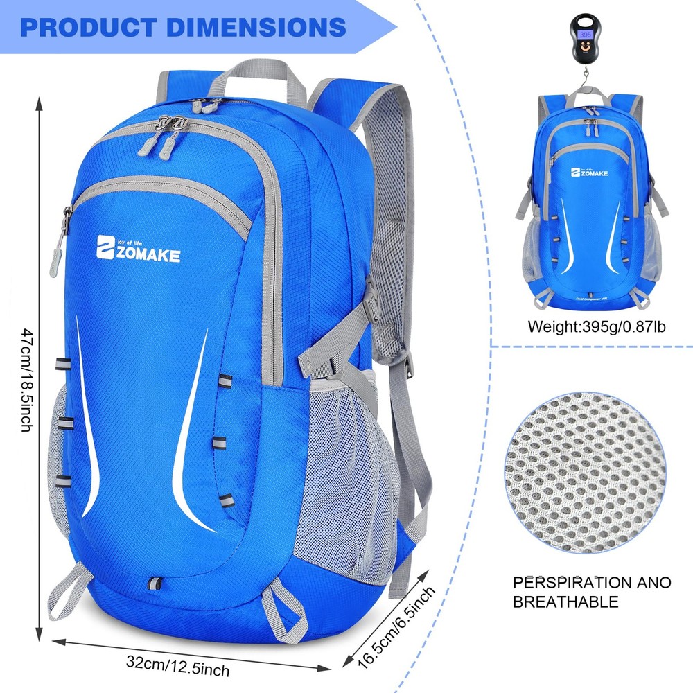 ZOMAKE Lightweight Packable Backpack 35L, Foldable Backpacks 40 L, Dark Blue