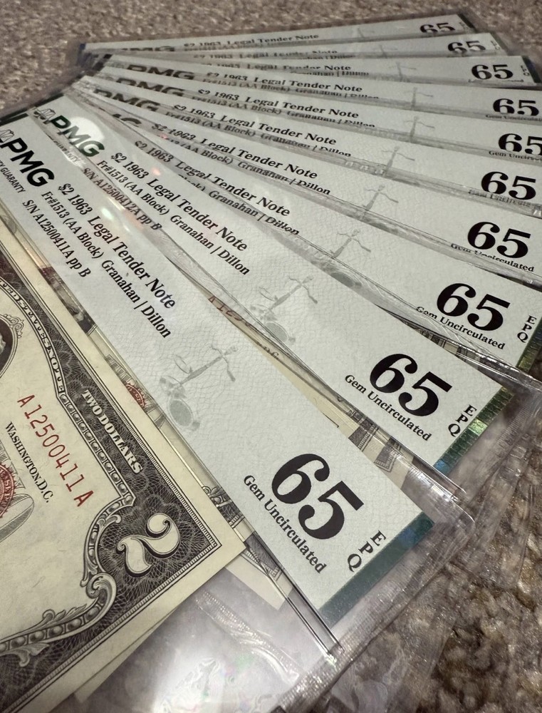 10x Sequential - $2 1963 Red Seal - Two Dollar Bill - PMG65