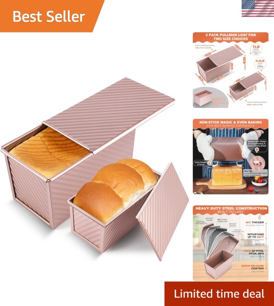 Housewarming Gift: Dual Capacity Pullman Loaf Pan Set, Oven Safe & Non-Stick