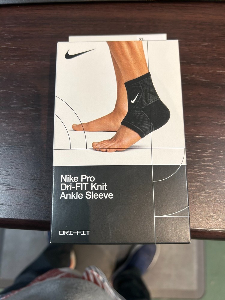 Nike Pro Knit Ankle Sleeve White Size X- Large Compression Support Dri-FIT Black