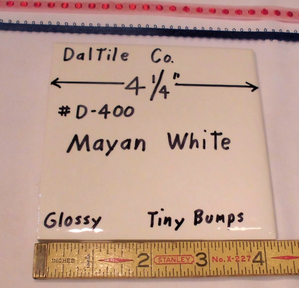 1 pc. Mayan White: Glossy Ceramic Tile by Daltile 4-1/4" Tiny Bumpy, Dimple NEW
