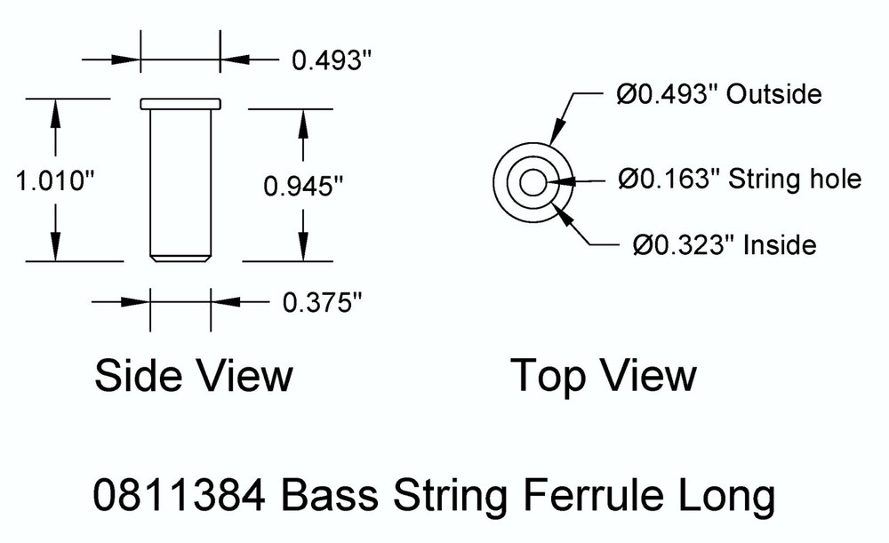 Ferrule String Bass Deep Rear 3/8 Inch Chrome 5 String 0811385CH