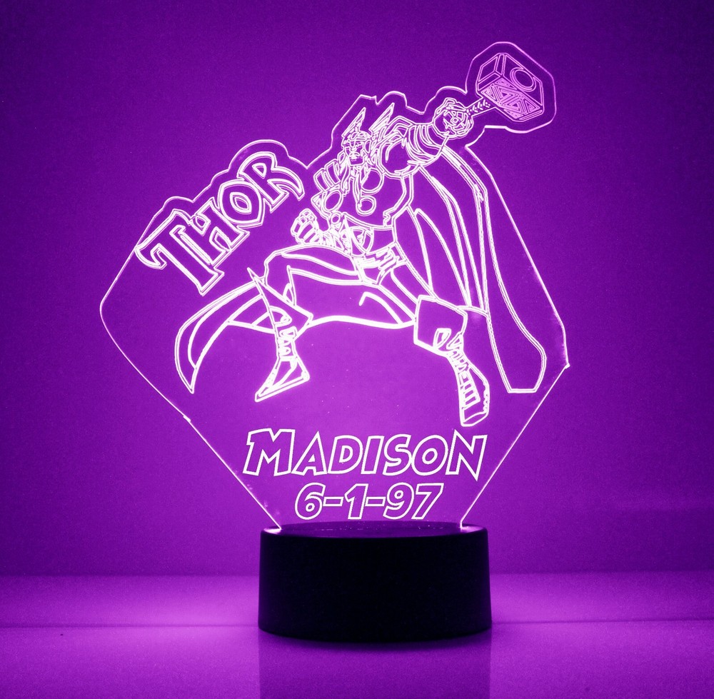 Thor Personalized Marvel Avengers LED Night Light Lamp with Remote Control