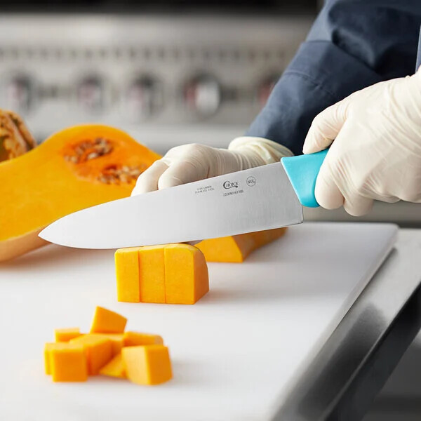 Choice 8" Chef Knife with Neon Blue Handle, NSF Listed