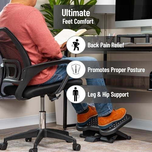 Foot Rest, Under Desk at Work, Ergonomic, Height Adjustable, Office, Single