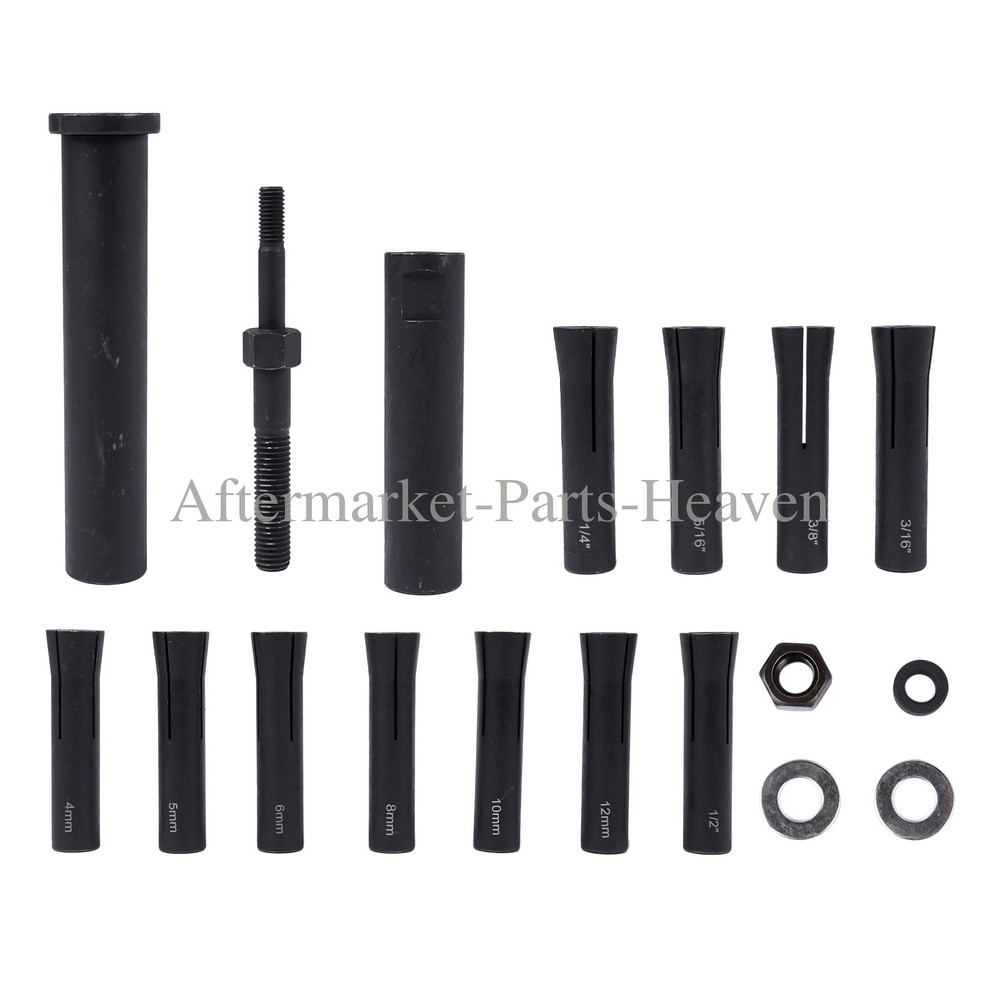 18pcs In-Line Dowel Pin Puller Master Set Includes Both SAE and Metric Collets
