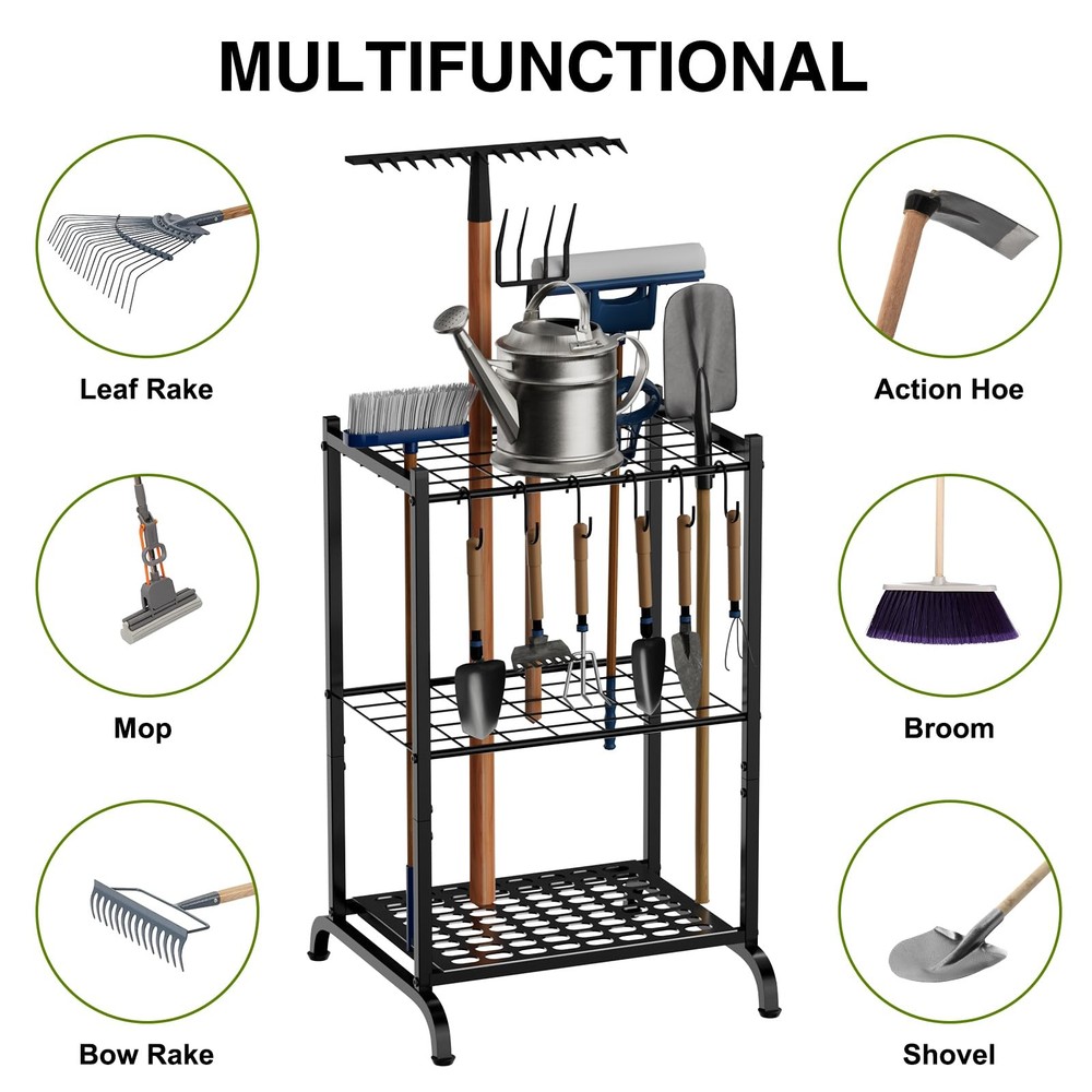 RANXFLOAT Garden Tool Organizer with Storage Hooks, Yard 17 Inch, A Style