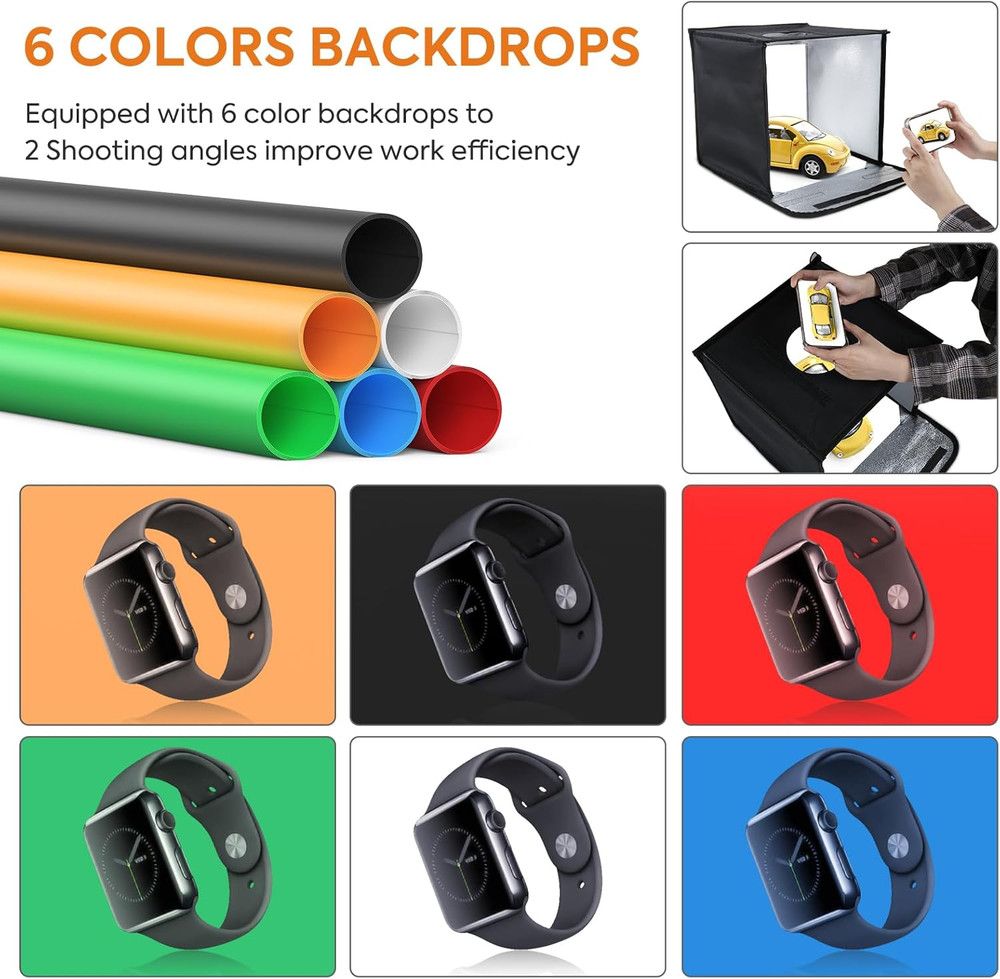 12-Inch Photo Light Box Studio Kit 6 Backdrops