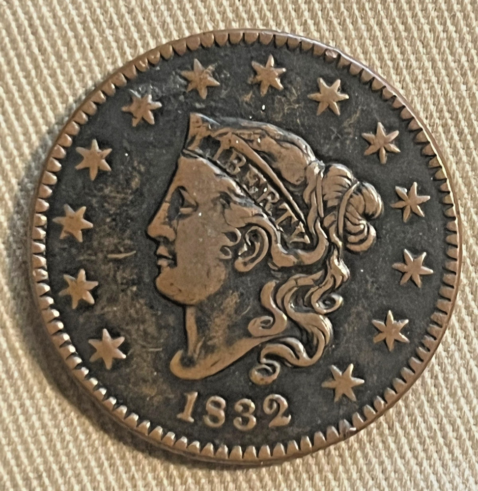 1832 Coronet head cent , better date,  VF