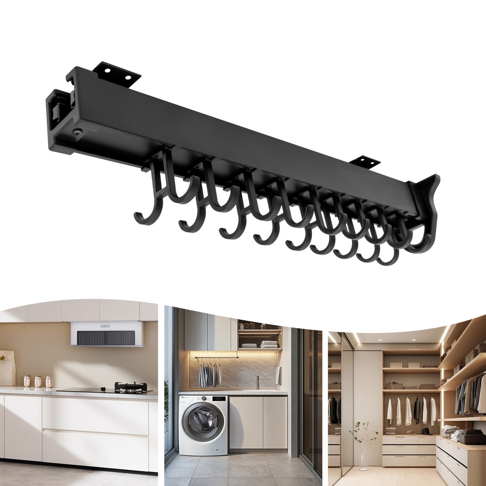 Pull-Out Storage Rack - Multifunctional Kitchen Organizer with 18 Hooks