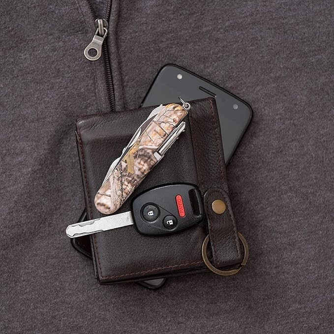 MAXAM, 16-Function Knife with Leymar Handle, Stainless Steel Multi Tool - Camo