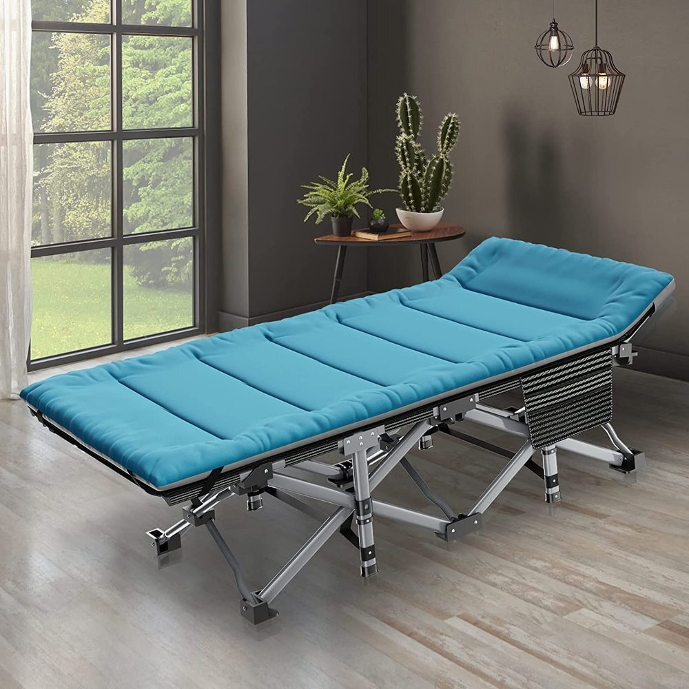 NAIZEA Camping Cot with Comfortable Thick Pad Cots for Sleeping with Carry Bag