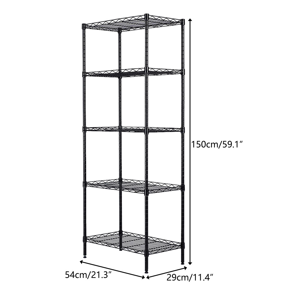 Adjustable Black 4 Tiers Storage Shelves, Storage Rack & Storage Shelving