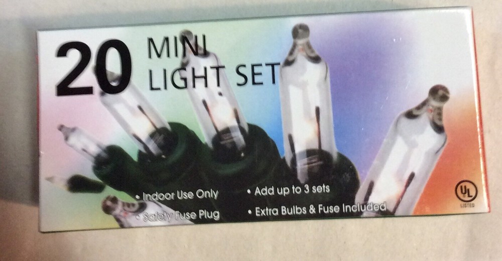 Vintage 20 Mini Christmas Clear Light Green Wire