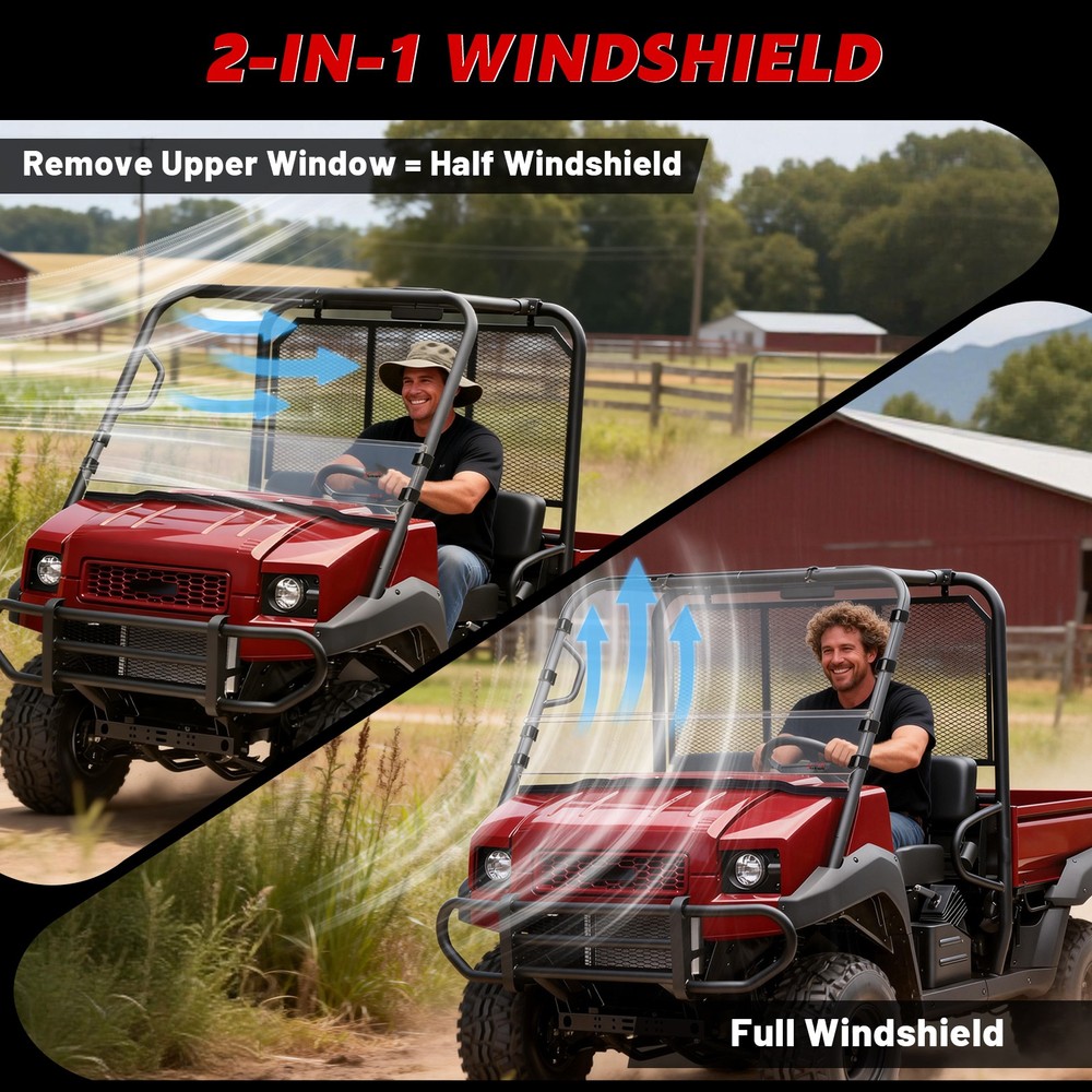 Front Windshield Full Window for Kawasaki Mule 4000 4010 2009-2026 Half Window