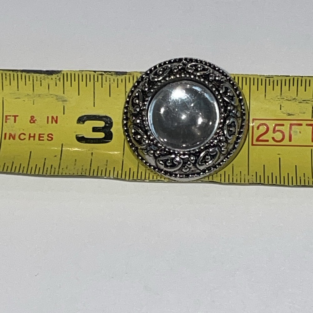 Set 5 Silver Tone Plastic Buttons Mirrored Cabochon Large 1”