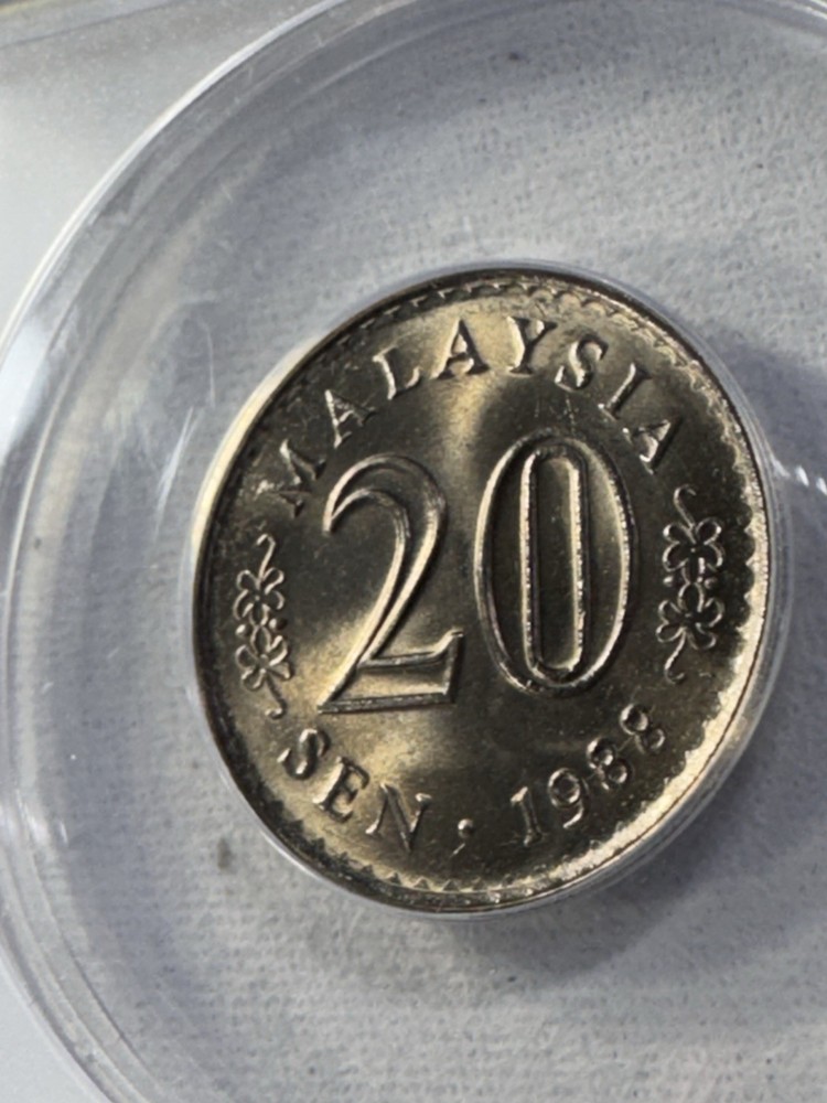 1988 Malaysia 20 Sen Graded MS 66 by ANACS