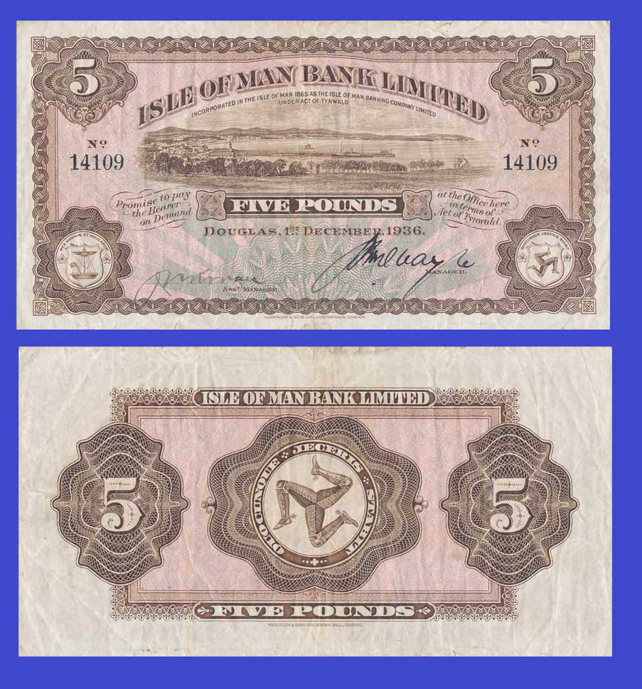 isle of man  5 pound 1936 - Copy