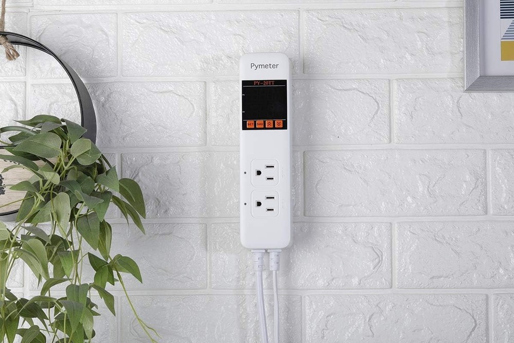 Digital Temperature Controller Dual Probe Reptile Thermostat Controlled White