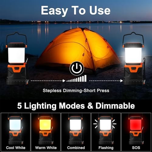 LED Camping Lantern Rechargeable,Solar Camping Light,1000LM, Camping Essential