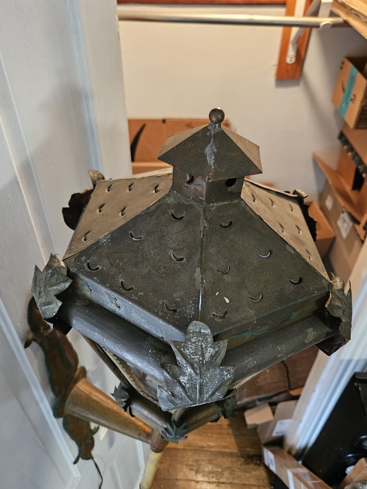 Antique Italian Tole Lantern Wall Mounted Torch Electrified